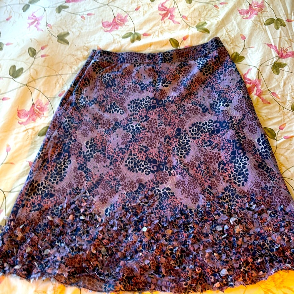 Anthropologie Purple and Navy A-Line Skirt